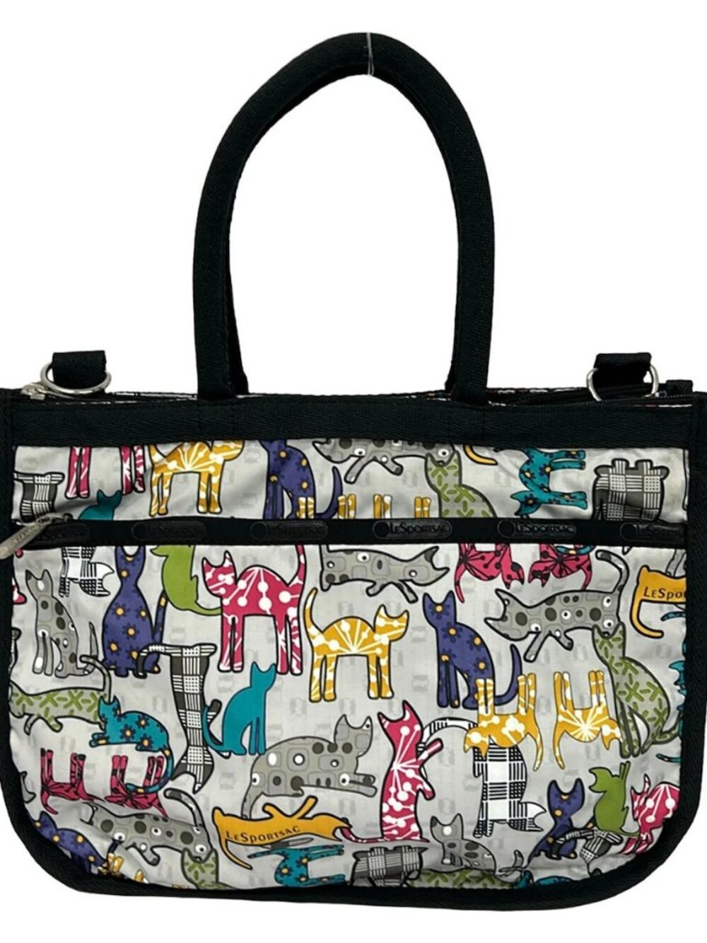 LESPORTSAC Black Light gray Multi Respo Nylon Handbag